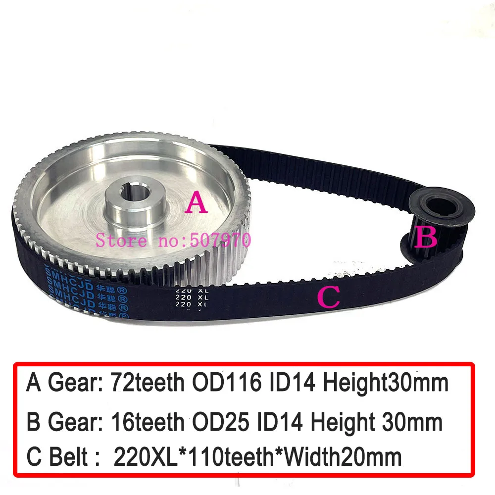 WEDM Rubber Spindle Synchronous Gear Belt 72/16Teeth 1Set for CNC Wire Cutting WEDM Machine