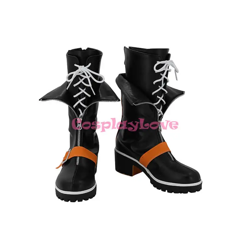 CosplayLove – Ensemble de jeu étoiles CrayzB, chaussures de Cosplay noires, bottes longues en cuir, Halloween Chrismtas sur mesure