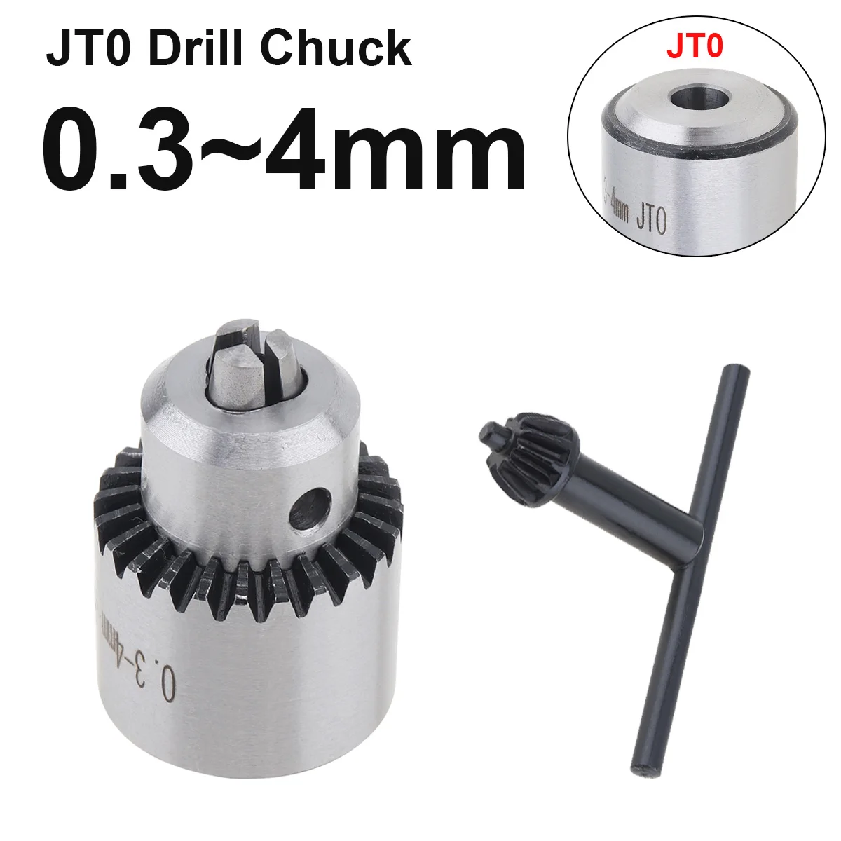 0.3-4mm JTO Drill Collet Chuck with 1/4\'\' Chuck Inner Hole Diameter Hexagon Keys Wrench with JT0 Adapter for DIY Electric Drill