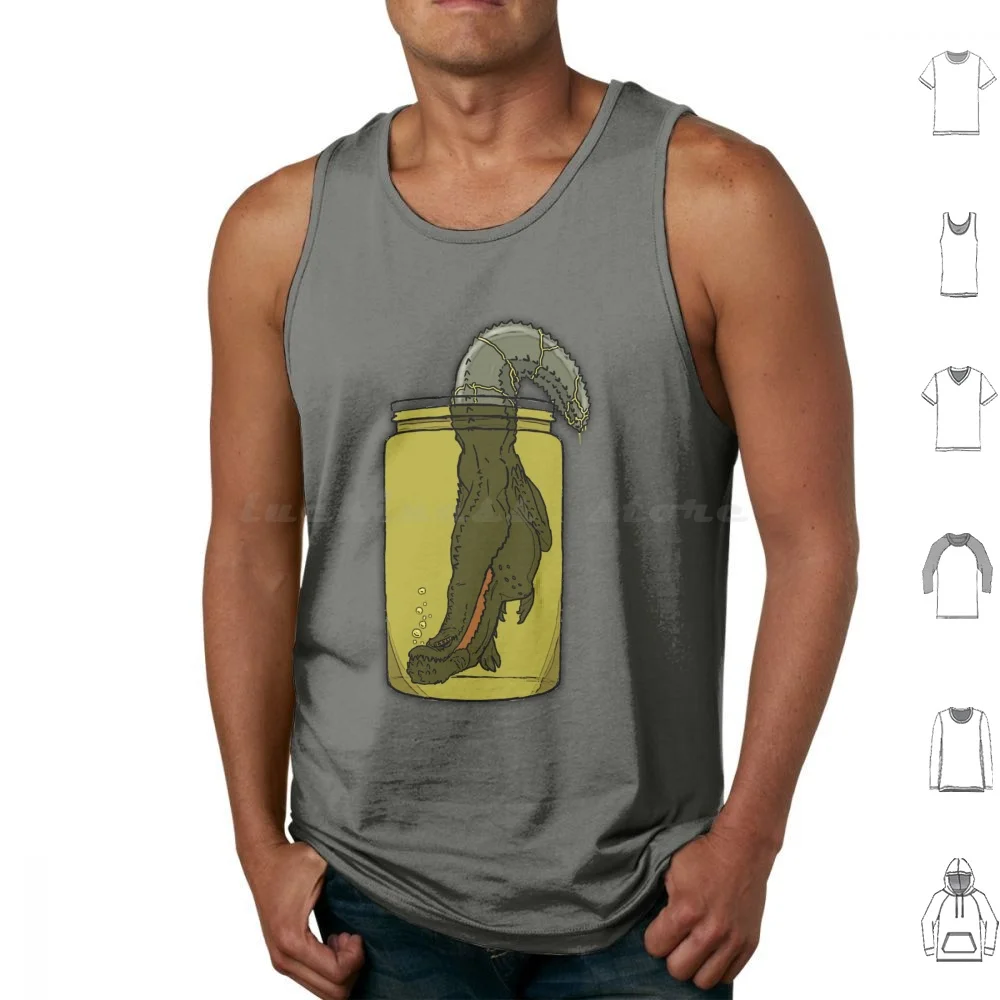 Pickle Djho Tank Tops Print Cotton Pickle Deviljho Monster Hunter Rex Green Spikes Spikey Dude Angry Hyperbeam