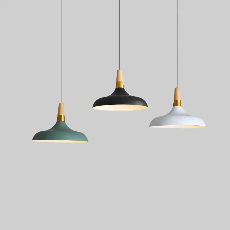

OUDELADI Wood Pendant Lights Aluminum Lampshade Decor Hanging Lamp for Dining Room Kitchen Island Lighting Fixtures