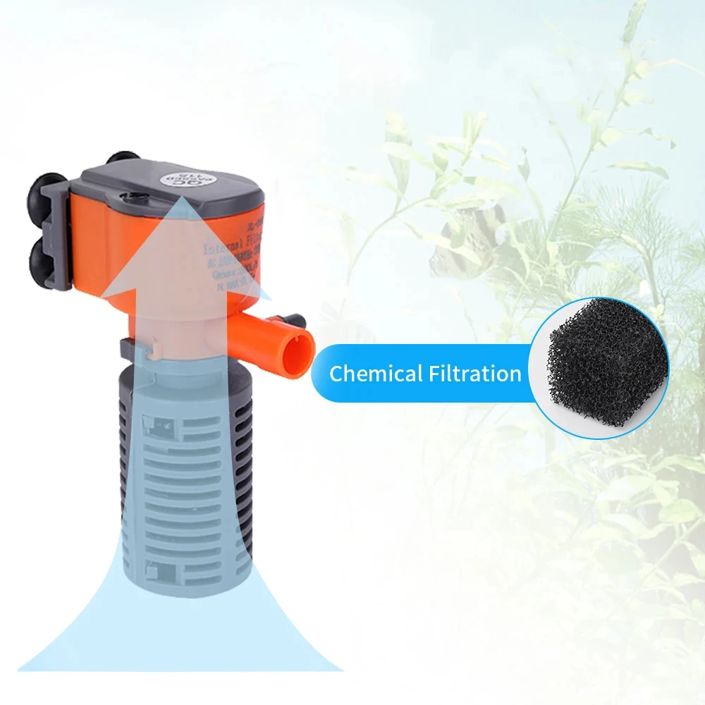 3-in-1 Fish Tank Filter Aquarium Submersible Water Pump AC220-240V Mini Filter Oxygen Air Pump for Small Aquarium Fish Tank