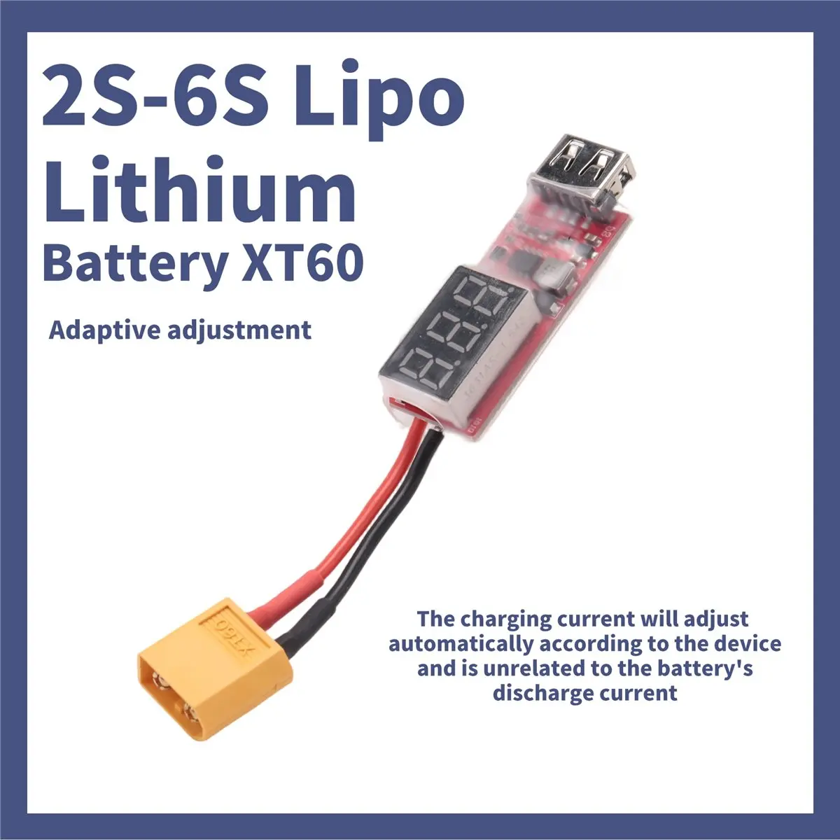 Nices 2S-6S Lipo Lithium Battery XT60 to USB Charger Converter with Voltage Display Adapter Board for Protect Phone Features