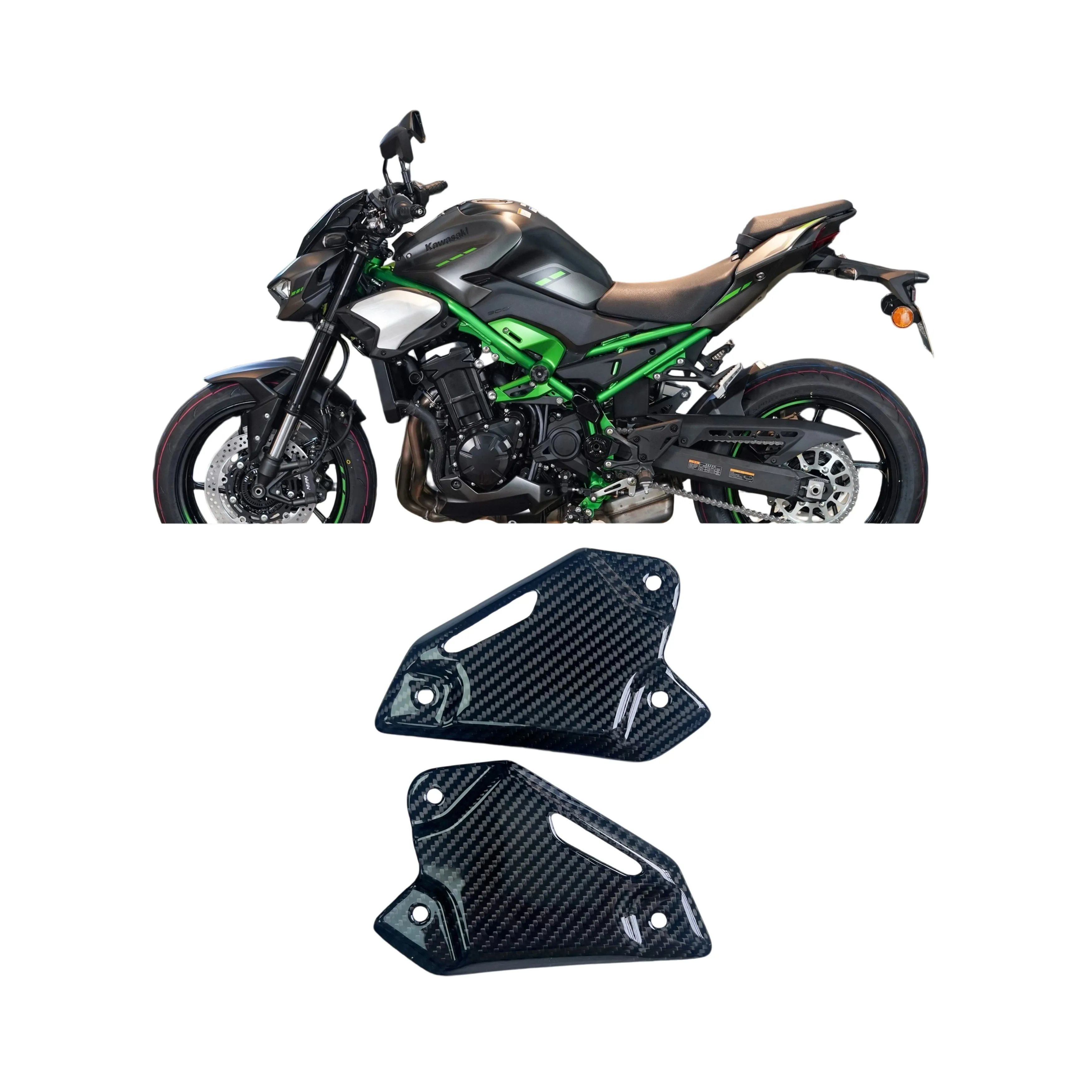 

100% углеродное волокно 3K для Kawasaki Z900 Z900SE 2017-2025, аксессуары для мотоциклов, пяточные пластины, защитные подножки