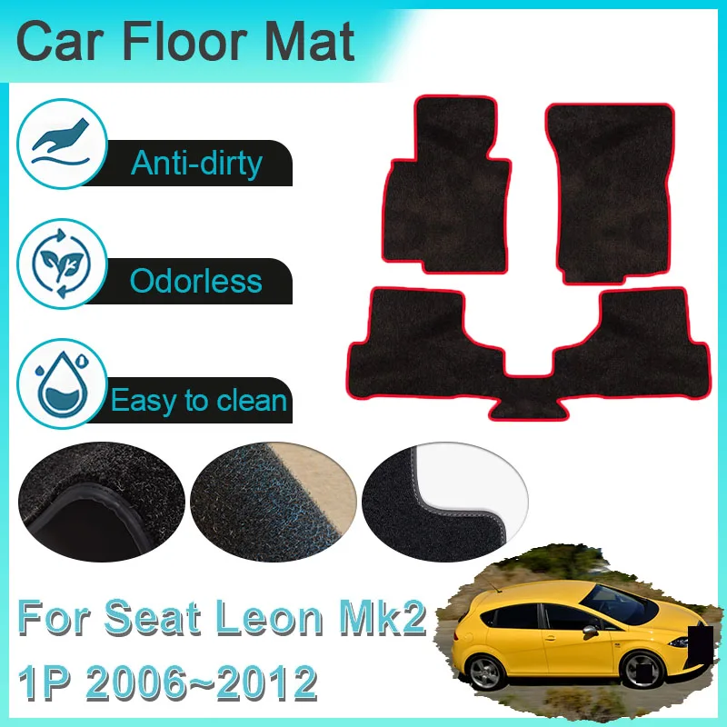 

For Seat Leon Mk2 1P 2006~2012 2007 2009 2010 Car Floor Mats Rug Panel Footpad Carpet Cover Anti-slip Foot Pads Auto Accessories