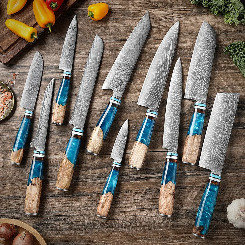 

WXCOO Stainless Steel Kitchen Knives Meat Cutting 67-layer Damascus Steel Chef Knife Slicing Knife Bread Knife Santoku Knives