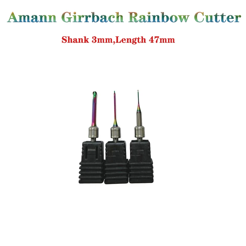 

Amann Girrbach Rainbow Cutter Dental Lab Milling Burs For Zirconia PMMA PEEK WAX Shank 3MM,Length 47MM