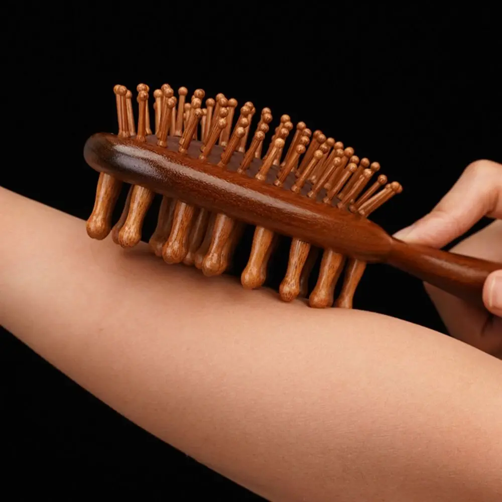Double Sided Sandalwood Air Bag Comb Anti Static Scalp Massage Wood Comb Head Blood Circulation Nose Air Cushion Comb Curly Hair