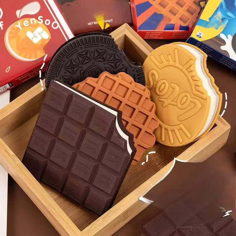 Chocolate-Scented Shaped Notebook, Creative Mini Portable Notebook Biscuit, Contains 80 Pages of Paper (with Packaging Box)