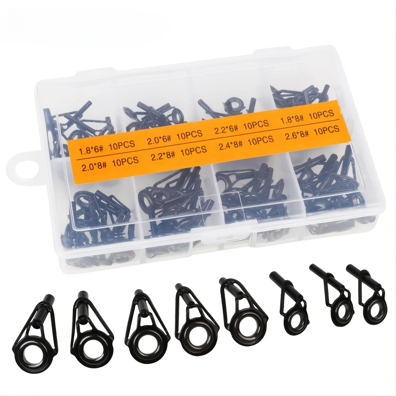 80 stücke schwarz Multi-Gauge Marine Rute Führungs ring Set Edelstahl Keramik Köder Ring Angel gerät Werkzeuge Zubehör Zubehör – Detail 2
