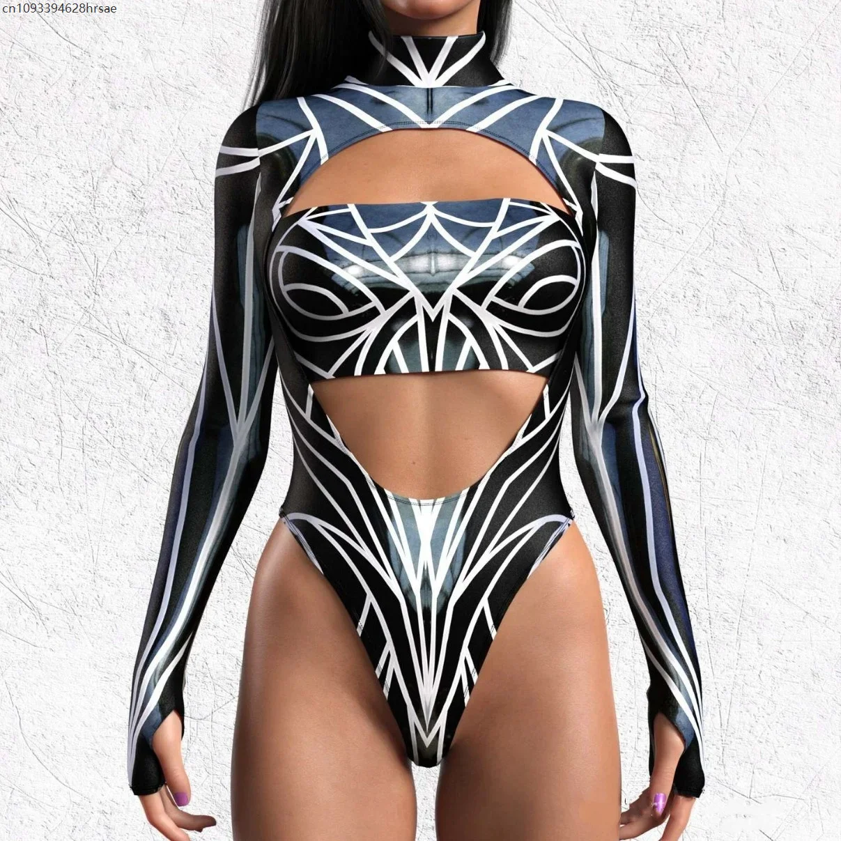 جوارب مثيرة Boydsuit Cyberpunk القوطية حفلة لعب الأدوار ملابس السباحة بذلة ملونة طباعة مرحلة الحفلات هالوين كرنفال زي