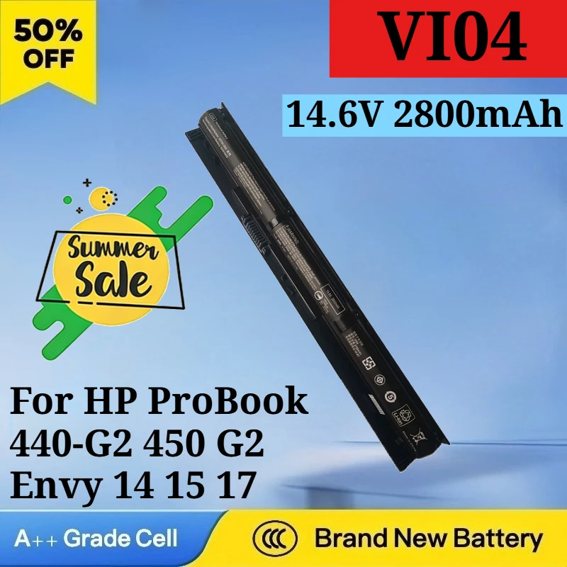 VI04 14.6V 2800mAh Laptop Battery for HP ProBook 440-G2 450 G2 Envy 14 15 17 Pavilion 15 17 TPN Q139 Q140 Q141 Spare 756743-001