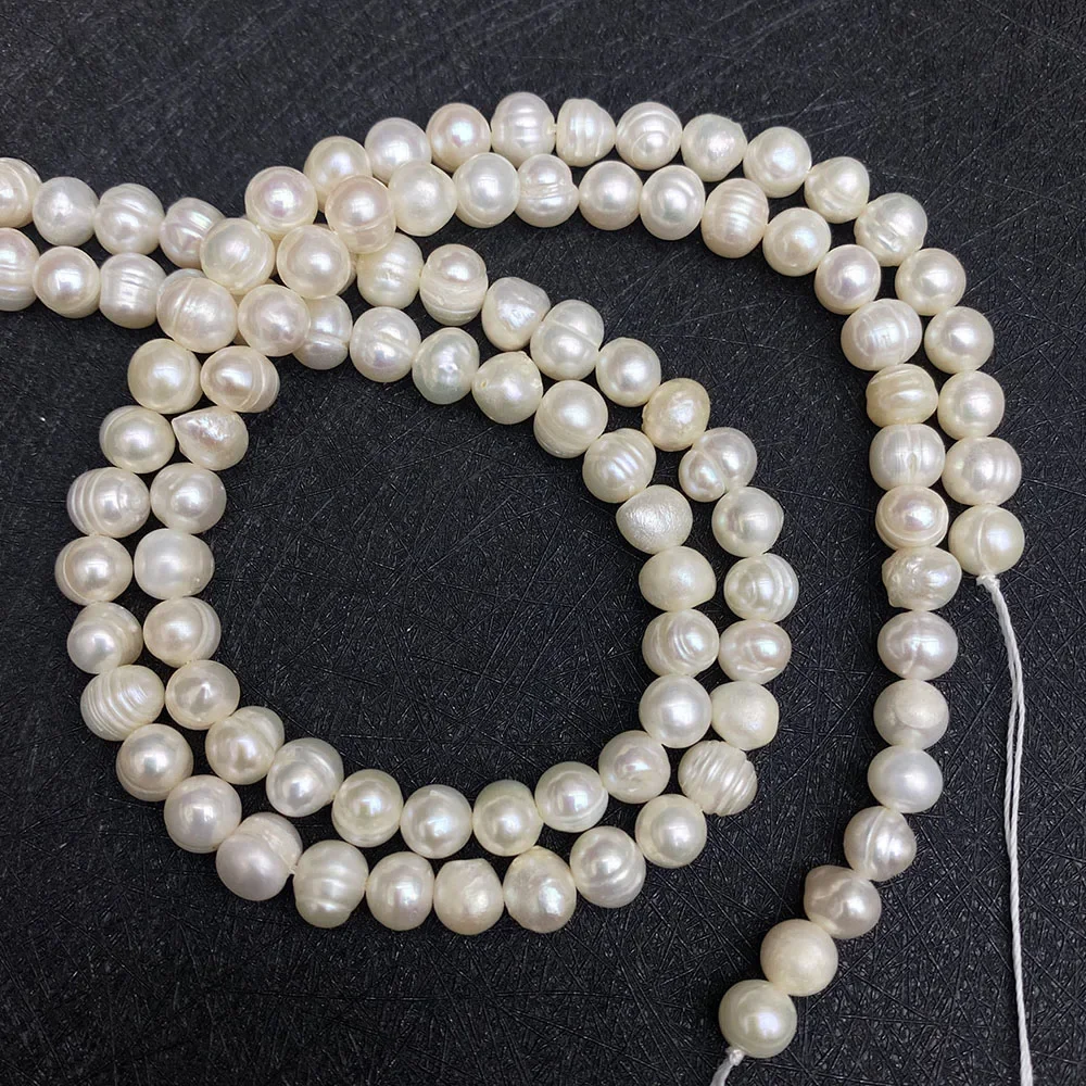 1 Strands Nearly Round Natural Freshwater Pearl Loose Beads Strand 2-10 Mm Size DIY Making Necklace Bracelet Earrings Accessions