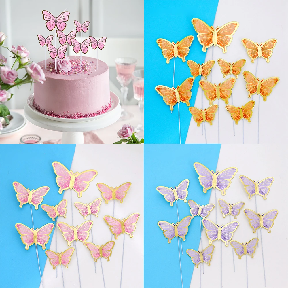 10pcs Butterfly Cake Toppers Lovely Butterfly Cake Decorations For Wedding Birthday Party Baby Shower Cake Decoration Supplies