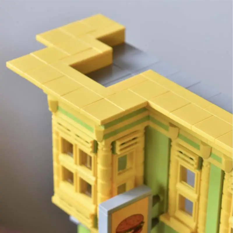 컬렉션 클래식 시리즈 버거샵 MOC 빌딩 블록 도시 랜드마크 건축 모델 디스플레이 장난감 브릭 어린이 크리스마스 선물