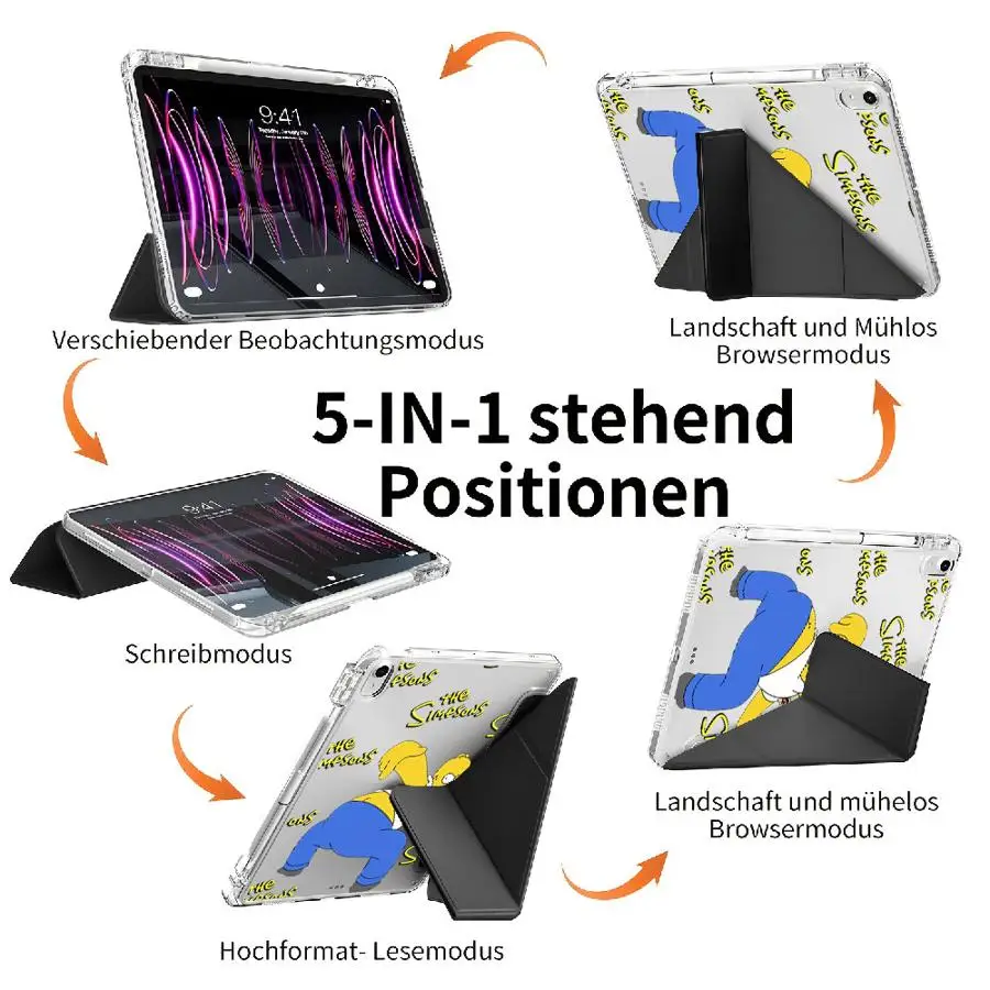Tablet Case For iPad Mini 6 7 Pro 2025 Pro 11th 10th 9th 8th 7th 12.9inch Air 4 5 M3 M2 1 M4 11inch Y-Fold Holder Cover Simpson
