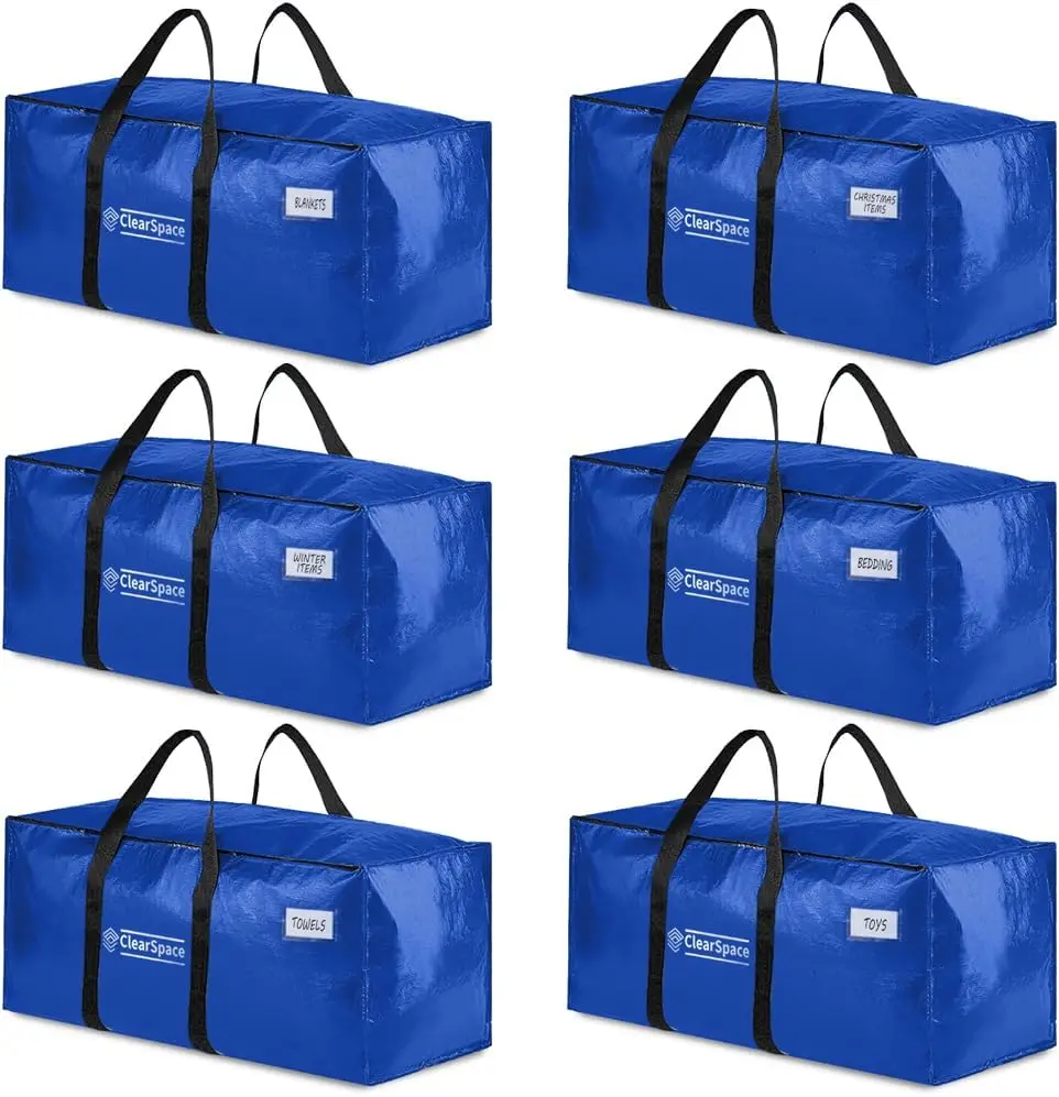 

Heavy Duty Moving Bags Or Storage Bins – Large Moving Boxes With Backpa Straps, Zippers & Handles – Perfect For Moving, College