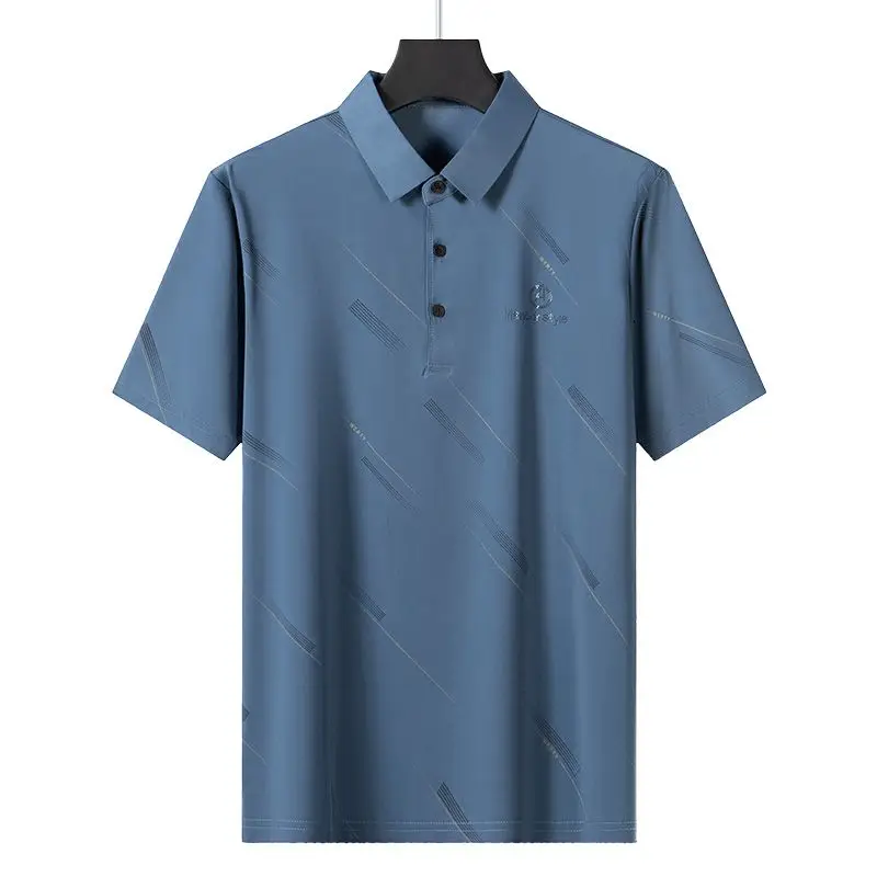 Short-sleeved T-shirt Men's Ice Silk Polo Shirt Clothes TopYY5