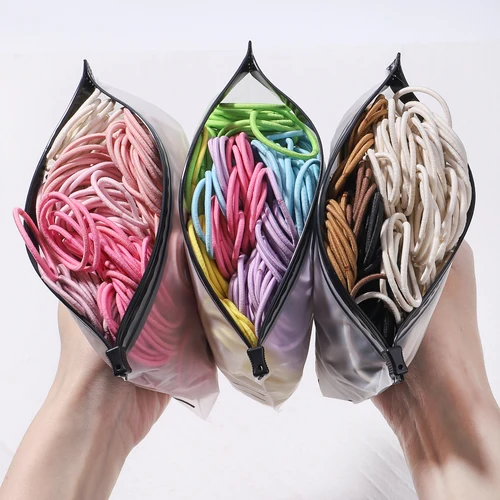 Imagen 2 del producto 50 Uds. Banda de goma elástica alta para mujeres y niñas, lazo para el cabello negro, coleta ancha para niños, accesorios para el cabello al por mayor