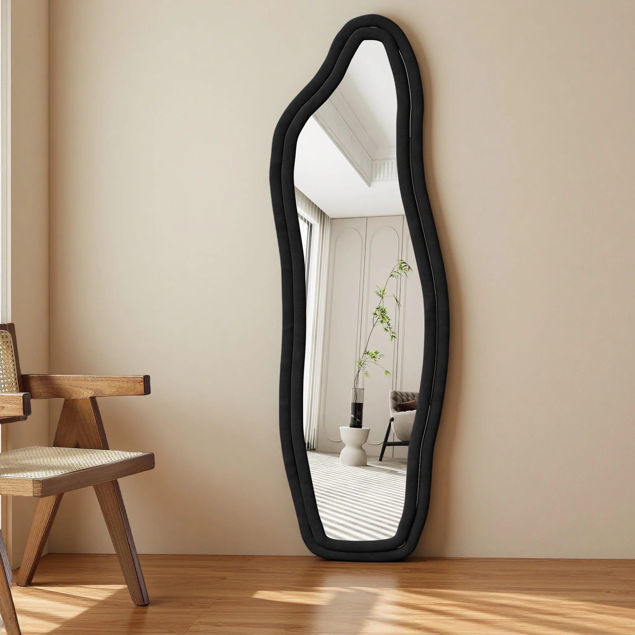 Miroirs Décoratifs Rosahqnda, Miroirs sur Pied, Miroirs Pleine Longueur, Miroirs en Verre Trempé Haute Définition, Formes Irrégulières, Peuvent Être Suspendus ou Placés Contre un Mur, Convient aux Chambres, aux Entrées et aux Dressings.