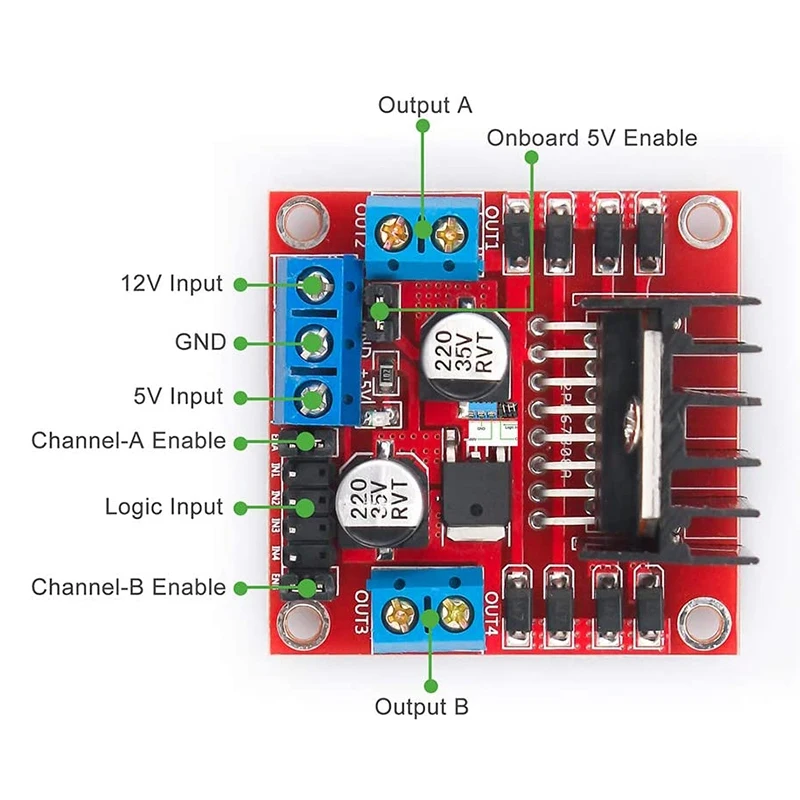 AP-L298N Motor Drive Controller Board with DC Motor Wheel for
