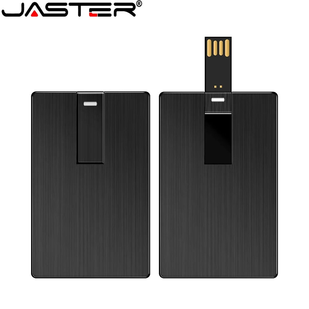 JASTER Metal Card USB 2.0 Flash Drive 128GB Creative Gift Rotatable Memory Stick 64GB Waterproof External Storage 32GB 16GB 8GB