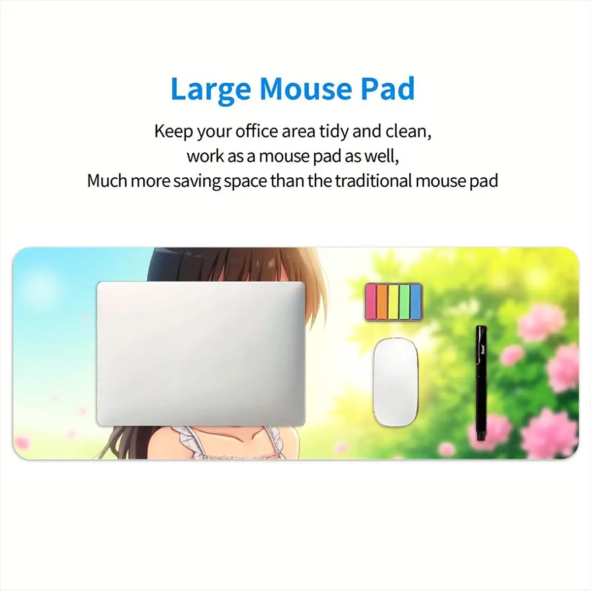 لوحة ماوس ألعاب Anime Girl، قاعدة غير قابلة للانزلاق، طباعة عالية الدقة، مثالية لإعداد المكتب المنزلي أو الألعاب، 31.5 بوصة × 11.8 بوصة #5