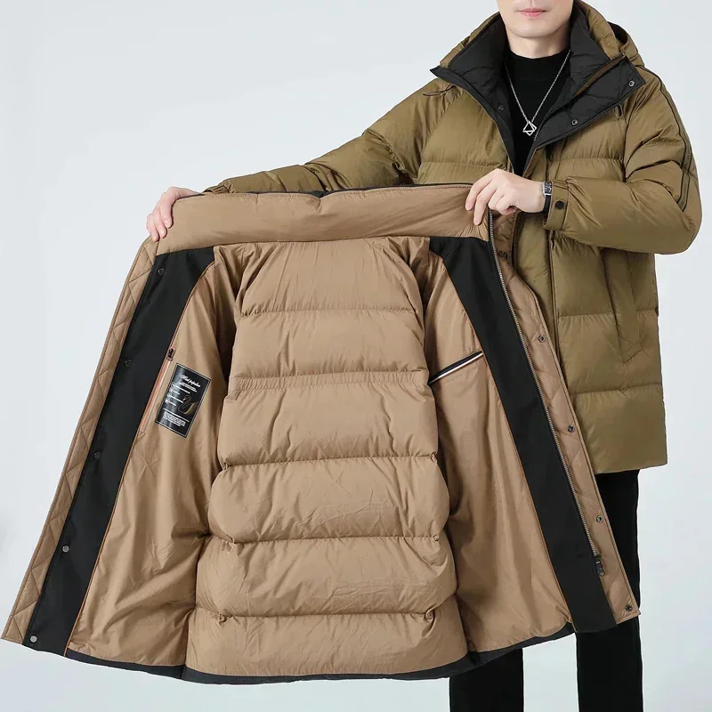 Men's Winter Down Jacket Luxury Designer Clothing Thickened Hooded Goose 2025 New Style Heating Warm Thick Coat