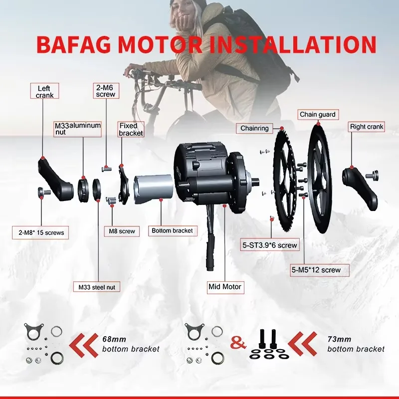 Bafang 48V 52V 1000W Mid Drive Motor BBSHD BBS03 EBike Kits BB 68/100mm Powerful Bicycle Engine Electric Bike Conversion Kit