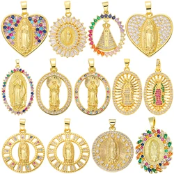 Juya Handmade Decoration 18K Real Gold Plated Saint Virgin Mary Charms For DIY Religious Medals Pendant Christian Jewelry Making