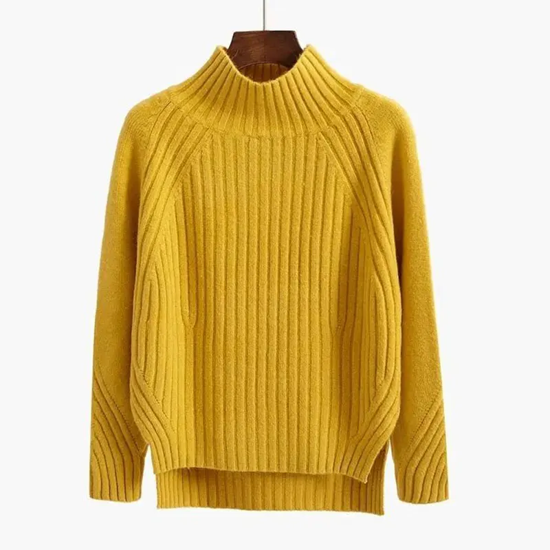 Mock Neck Solid Casual Soft Basic Knit Long Sleeve Women's Sweater Female Pullover Sweaters Tops Woman Clothing Fashion Winter