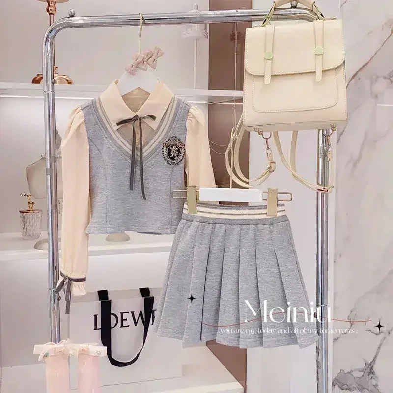 جديد الفتيات ملابس الخريف مجموعة الأطفال الربيع والخريف ملابس الأطفال 110-170 سنتيمتر المتوسطة والكبيرة الأطفال بلايز و التنانير