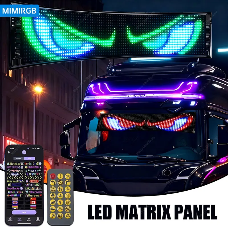 LED Matrix Pixel Panel, Scrolling Bright Advertising LED Signs, Flexible USB 5V LED Car Sign Bluetooth App Control