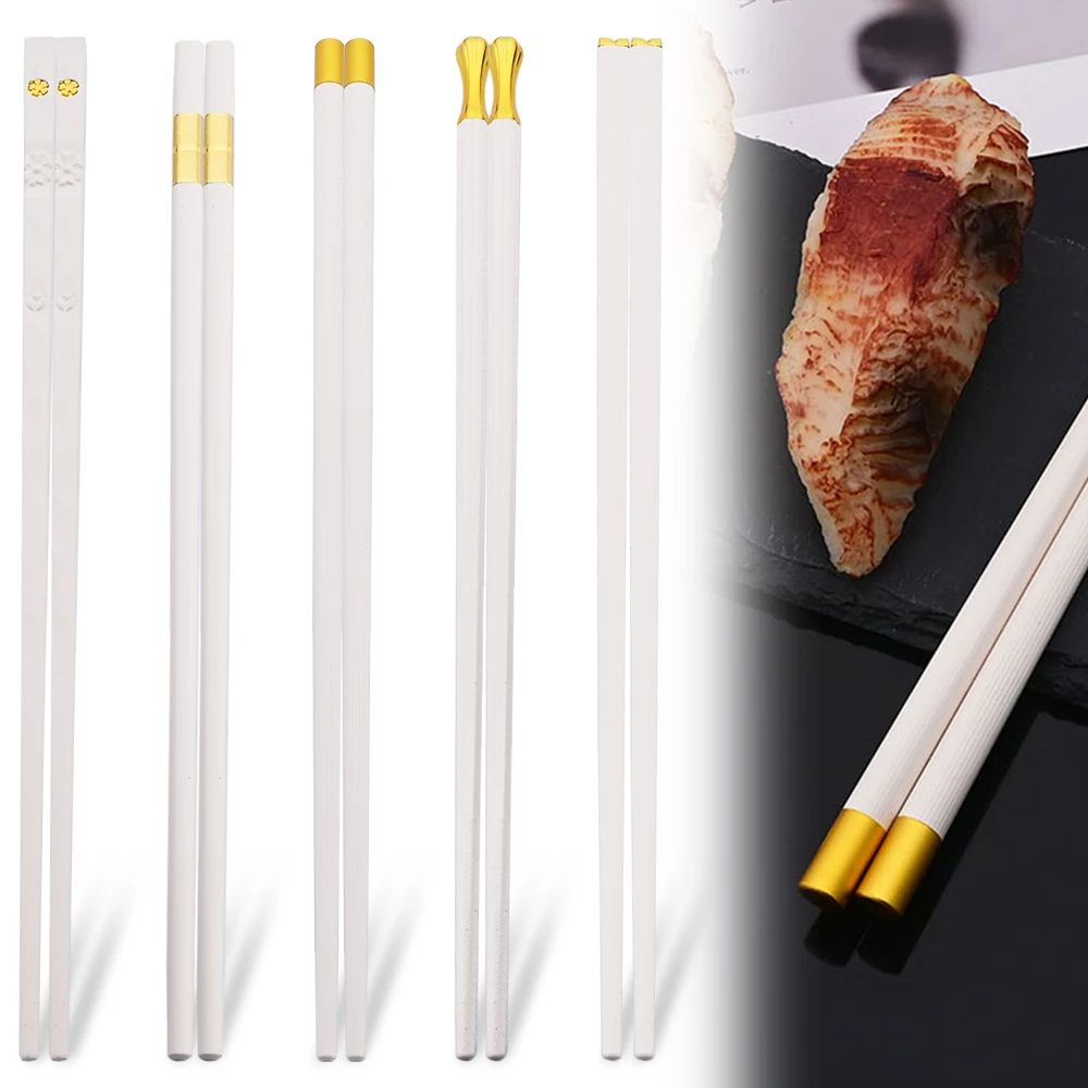 5 Pairs Japanese Chinese Chopsticks Sushi Sticks Reusable Metal Korean Chopsticks Set Healthy Alloy Tableware Palillos Chinos