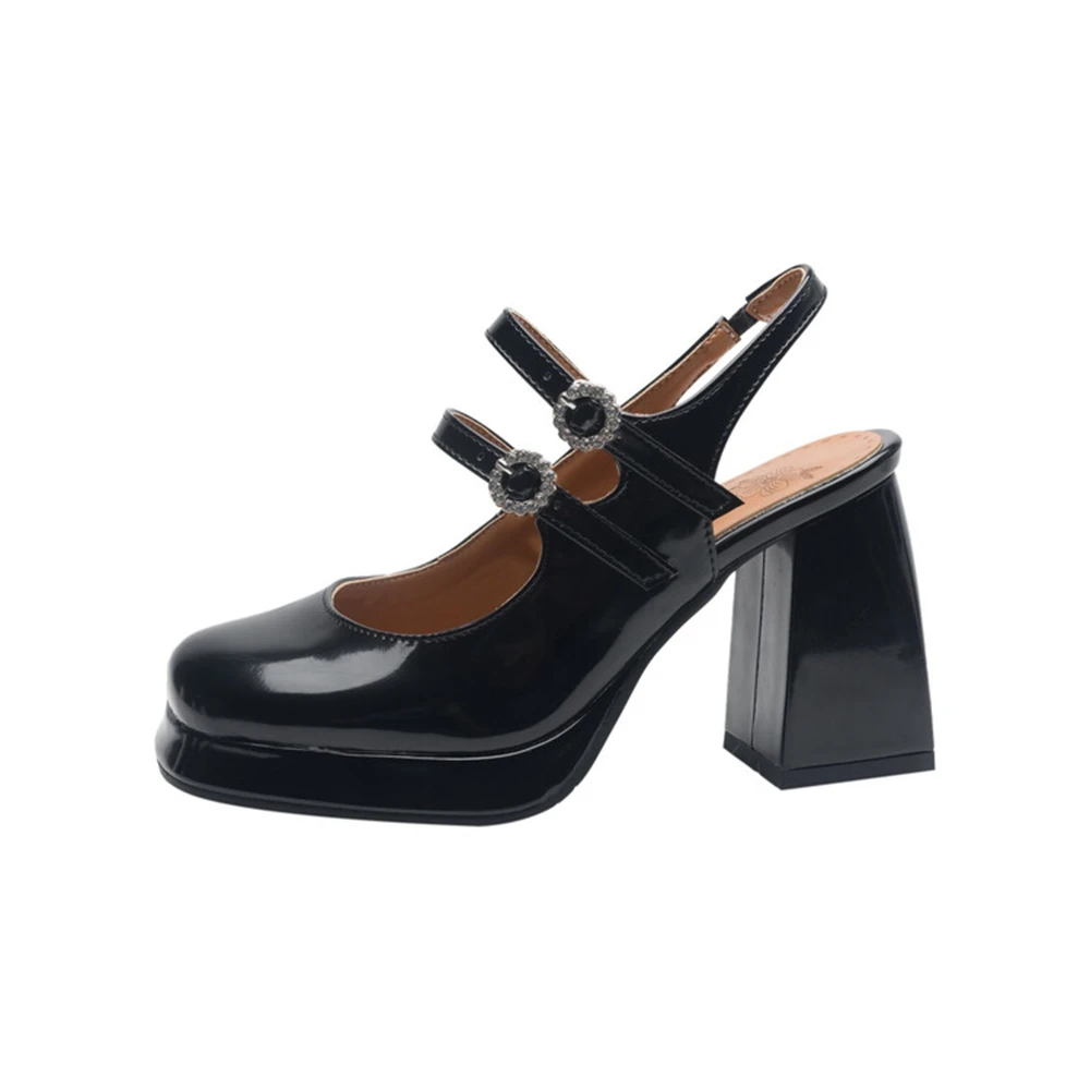 

Heels Women Sandals Patent Leather Elegant Fashion Closed Toe Dress Office Party Girls Platform Shoes Pumps Big Size 46 034-53