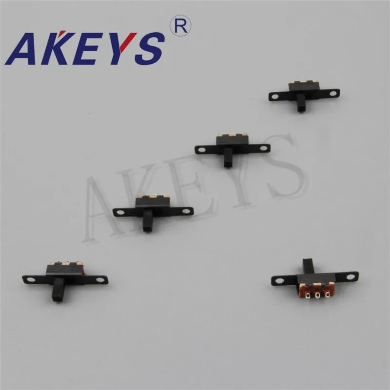 10PCS SS-12F34 1P2T Single pole double throw slide switch verticle type 3 pin handle heights can be customized without fixed pin