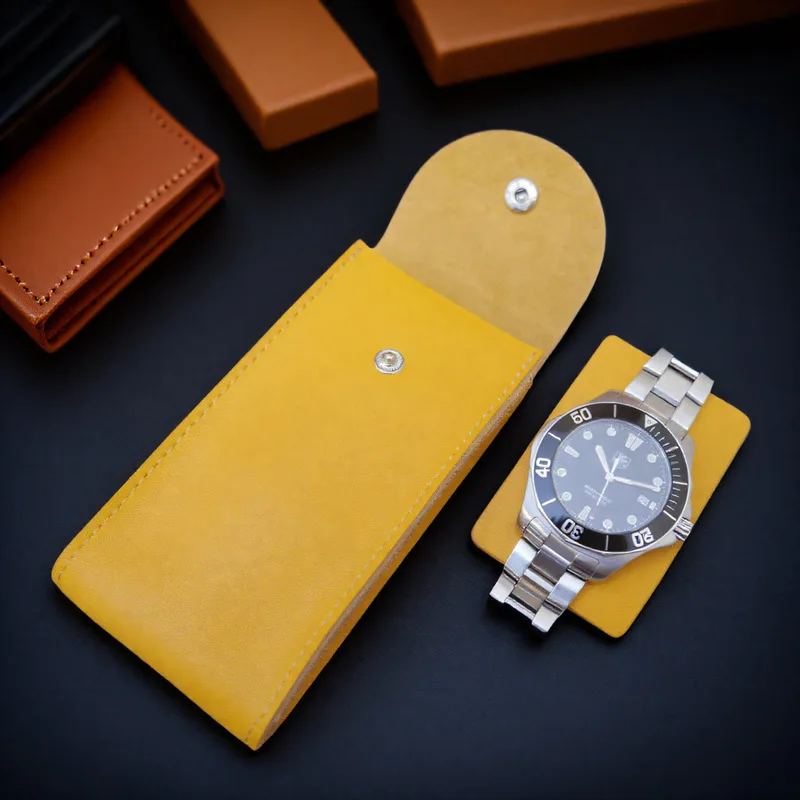 マイクロファイバーレザー腕時計収納バッグ、おしゃれな機械式リングウォッチ、傷防止レザーケース、シンプルな旅行用腕時計収納バッグ