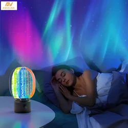 LED Aurora Dazzle Farbe Kreative Rotierende Umgebungs Schlafzimmer Tisch Lampe Neue Lade Schlafzimmer Romantische Nachtlicht Dimmen Kunst Lampe