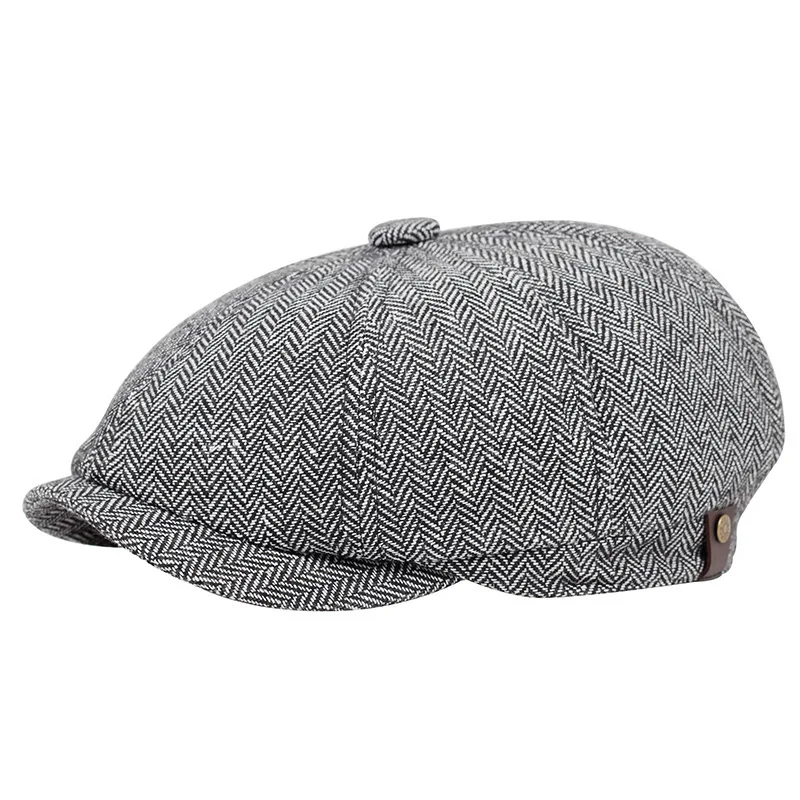 Men Octagonal Newsboy Cap Vintage Cabbie Gatsby Visor Beret Hats Driving Cabbie Hunting Cap Warm Newsboy Hat