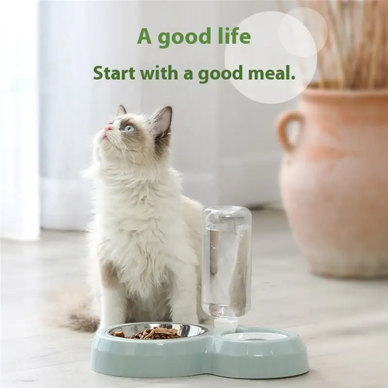 NEW HOT In Stock-Smart 2-In-1 Automatic Pet Feeder And Water Bowl Combo For Cats Dogs Leak Proof Food Container With Water Dispe