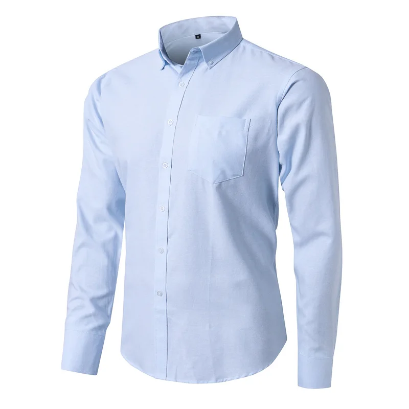 

Men Oxford Cotton Button Down Dress Shirts Solid Color Classic Formal Business Men's Clothing Simple Daily Work Office Shirts