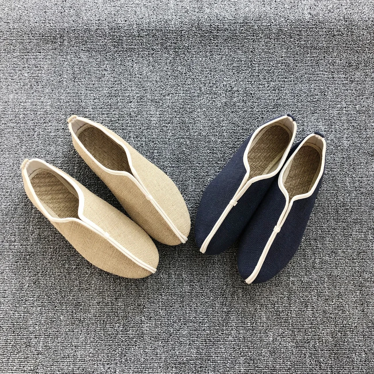 Chinese Style Men Linen Shoes Casual Male Breathable Shoes Men Fashion Men Loafers Driving Shoes Zen Kung Fu Tai Chi Shoes Solid