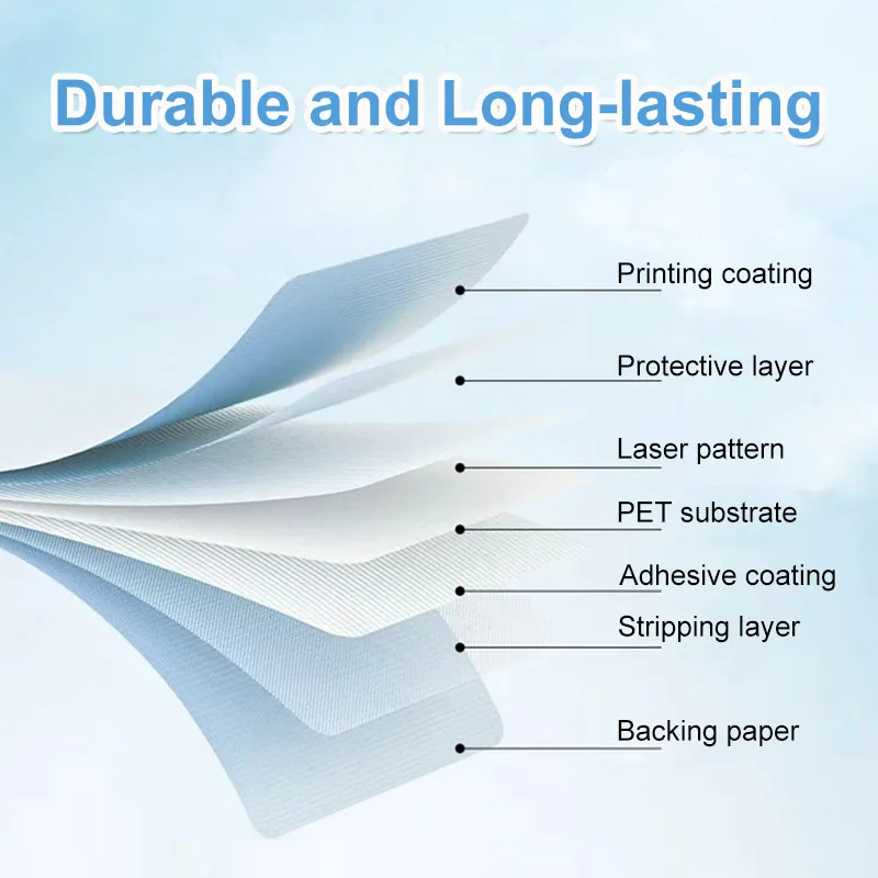 160 قطعة شريط ملصقات حراري ليزر ثلاثي الأبعاد لامعة ذاتية اللصق لفة قابلة للطباعة ورق لاصق متين فضي اسم علامة هدية للحفلات