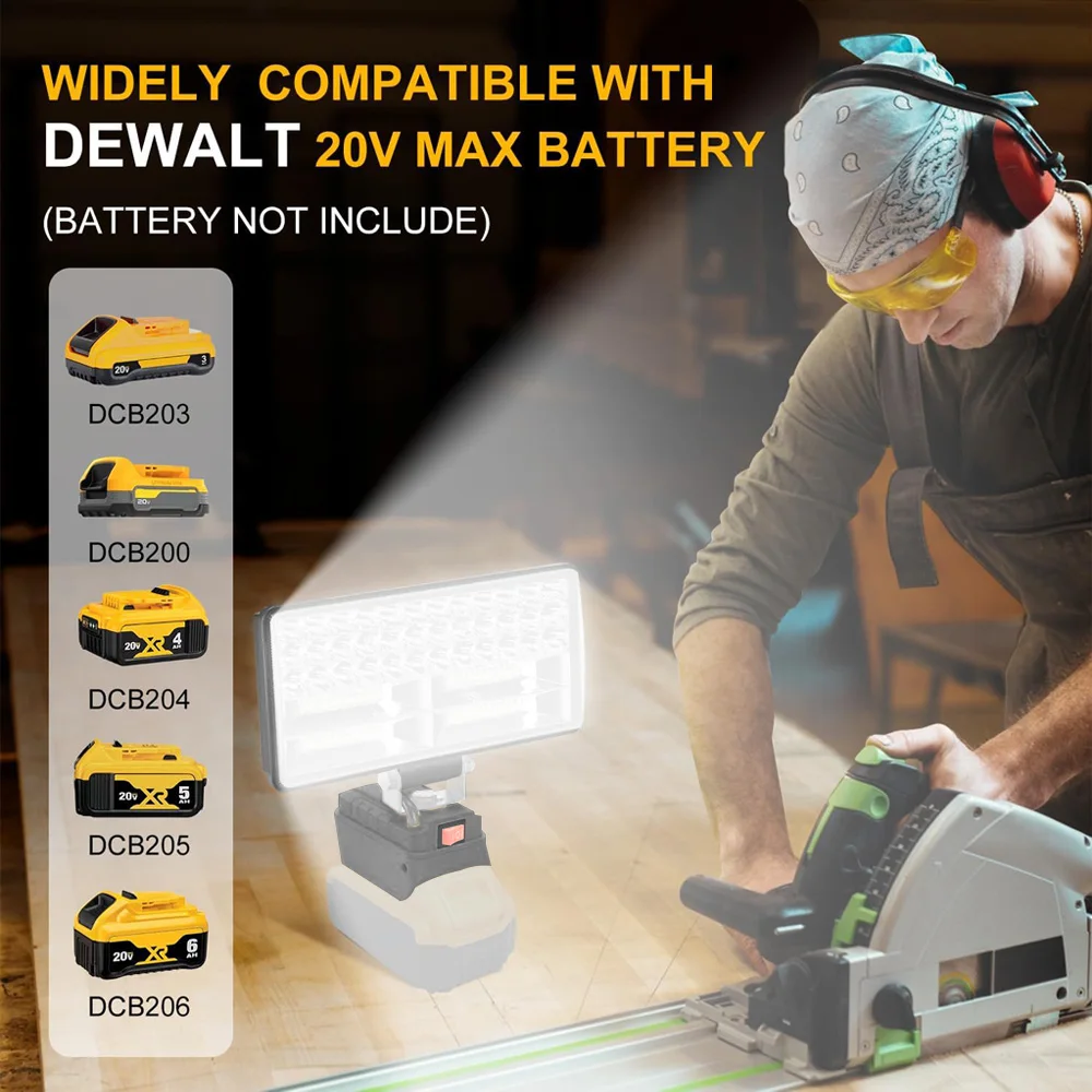 For Makita/Dewalt 18V Li-ion Battery LED Work Light 4/5/8 inch Flashlight Portable Emergency Flood Camping Lamp Practicality