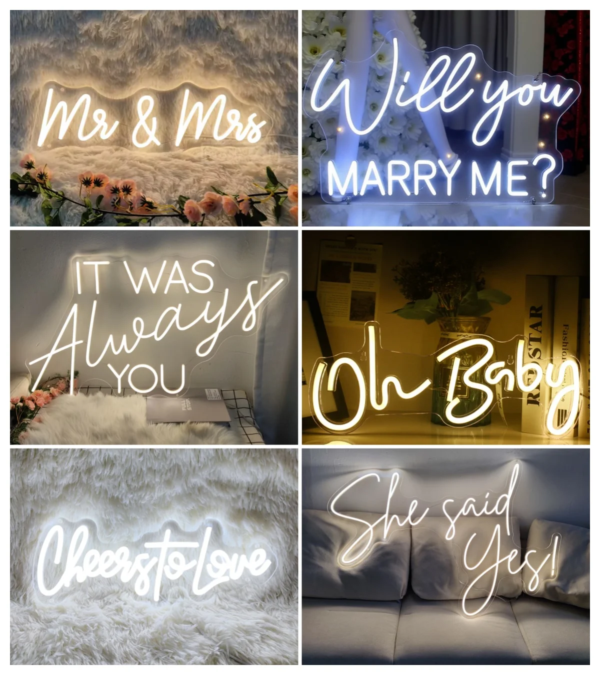 Will You Marry Me Neon Sign Wedding Series Led Light Up Sign USB Powered For Bedroom Decoration Wedding Party Mr Mrs Neon Lights