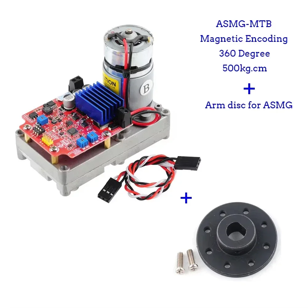 ASMG-MTB 500kg.cm Magnetic Encoding Servo 360 Degree High Torque Digital Servo Arm Disc Large Robotic Manipulator for Robot Car