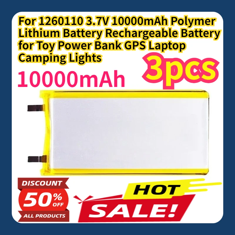 

For 1260110 3.7V 10000mAh Polymer Lithium Battery Rechargeable Battery for Toy Power Bank GPS Laptop Camping Lights