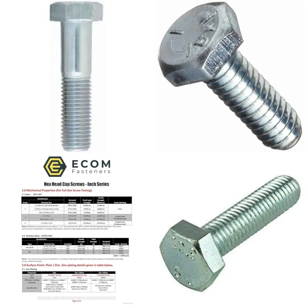 

Zinc Plated Hex Cap Screws Class 8.8, M8-1.25 x 65mm, 100 Pieces, Coarse Thread, Partially Threaded, 2.25 Thread Length, Long Ta