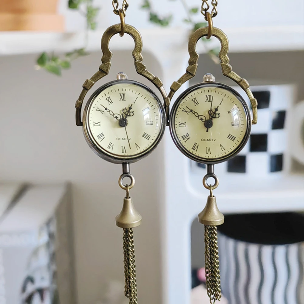 New Fashion Vintage Retro Round Ball Quartz Fob Pocket Watch Tassel Sweater Necklace Chain Jewelry Gifts For Women