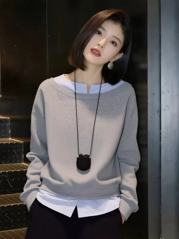 Premium Color Block Hoodie Ladies Long Sleeve Casual Top Fashionable Autumn 2026 All-Match Straight Cut A-Class Safety Garment